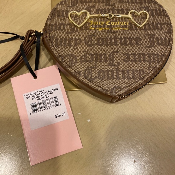 JUICY COUTURE Brown HEART ZIP WRISTLET WALLET - Picture 2 of 7